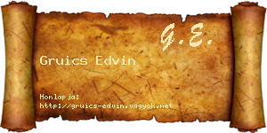 Gruics Edvin névjegykártya
